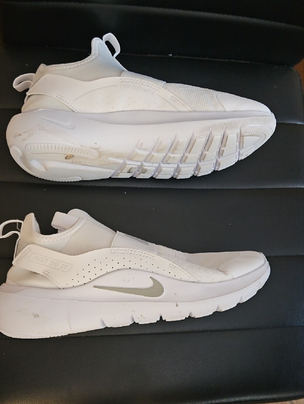 Youth Nike White Slip-On Sneakers with Elastic Strap - Picture 3 of 7